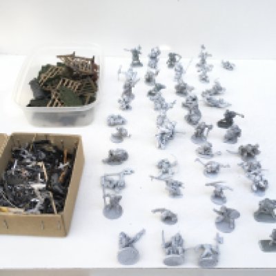 .A collection in excess of 50 metal figures and accessories mainly unpainted Warhammer by GRENADIER..RAL PARTHA etc. also a small box marked scrap.