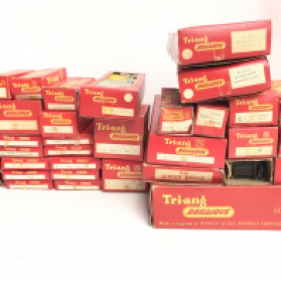 A Collection of Boxed Tri-Ang 00 Gauge. Including a Station Set. Wagons and Coaches.