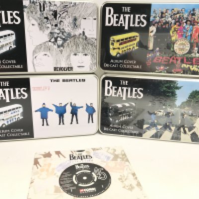 3 Sealed and One open Corgi The Beatles Album Cover Diecast Collectables.