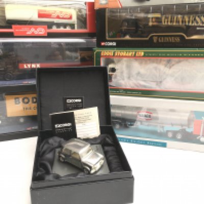A Collection of Corgi Modern Trucks and a Precision Cast Mini in Display Box. No Reserve.