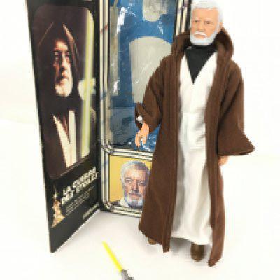 A French Boxed Vintage Star Wars Meccano Ben Kenobi 12" Doll. Box is worn.