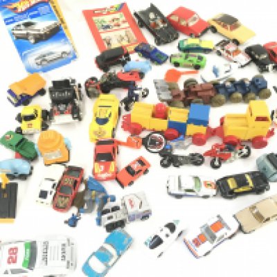 A Box Containing playworn Diecast. Etc. NO RESERVE