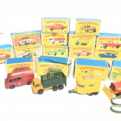 A Collection of Boxed Matchbox Vehicles. Cars and Boxes in Various States.