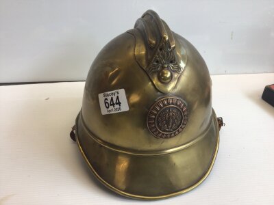 A French Fireman’s helmet with applied badge