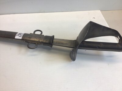 A British Cavalry Troopers sword 1890 pattern the blade and scabbard with Military marks.