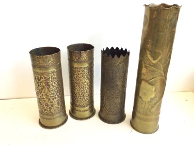 Four I world war Trench Art shell cases Hight 35cm  (4)