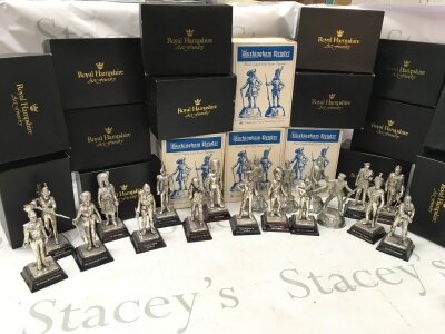A collection of boxed Royal Hampshire chrome plated figures
