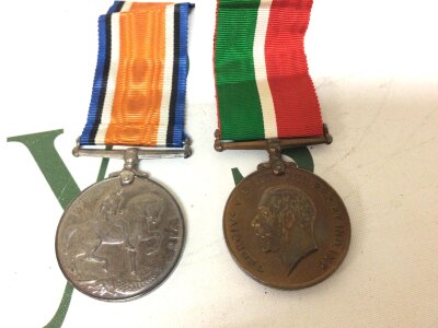 A I World war Mercantile war medal with one other I world war medal awarded to Reginald H.Coe (2)
