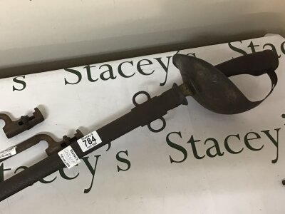 A I world war Cavalry Sword 1908 pattern possible a Battlefield find the steel blade with military marks. and two stick bayonets. (3)