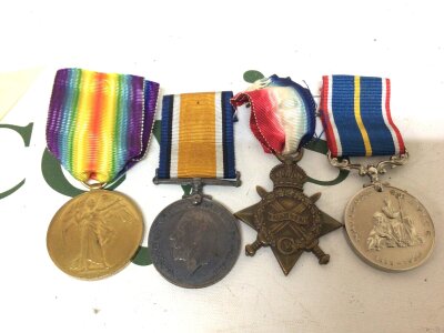 A Group of three I world war Medals awarded to 192864 A Cracknell A.B.R.N also L.S.R.N and a later unattributed National Service Medal (4)