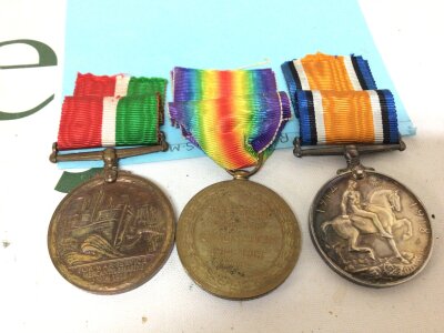A Group of three I world war medals awarded to 8678A JR Robert’s SMN RNR (3)