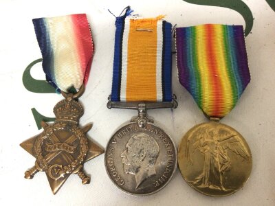 A Group of three I world war medals including 1914-15 star awarded to K.23911 A.E Ferber STO 1 RN (3)