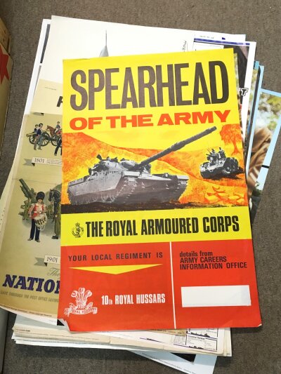 A collection of vintage British army posters including National savings, instructional training posters, royal navy, royal air force posters etc
