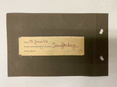 Klaus Von Stauffenberg , signed receipt,  Translation: Date 16. June 44, Stamp and signature of the customer,Exact address