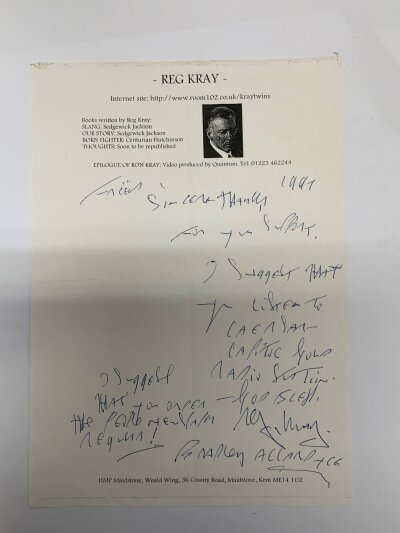 Ronnie and Reggie Kray handwritten letters,