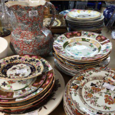 A collection of Victorian and later Ironstone China including Masons a large jug and numerous plates including part sets. No Reserve