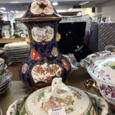 A Collection of Victorian and later Ironstone china including a large vase and cover with sudo Chinese marks large tureens. Comports and other dishes. No Reserve.