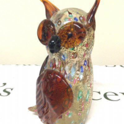 A 20th century Murano glass owl with a signed base. Murano 2005 Hight 24cm