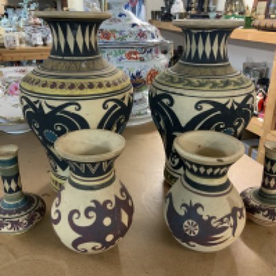 A small collection of Malaysian tribal pottery vases of various designs, Circa 1970s. (some areas of damage).