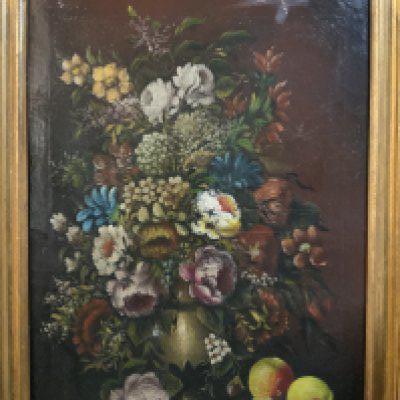 WITHDRAWN - A Still life oil on canvas painting of a bouquet, gilt frame. 92cm x 72cm.- NO RESERVE