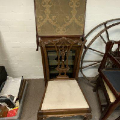 WITHDRAWN - An Edwardian music cabinet, small occasional table, pair of dining chairs, small Edwardian fire screen.- NO RESERVE
