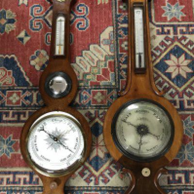 Two barometers including a 19th century mercury wheel barometer , 95cm long- NO RESERVE