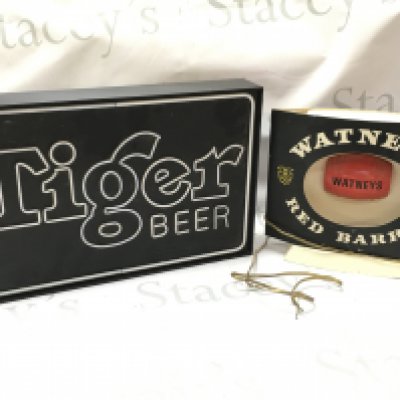 Tiger beer light up neon advertising sign and a Watneys red barrel light up sign . Postage category C
