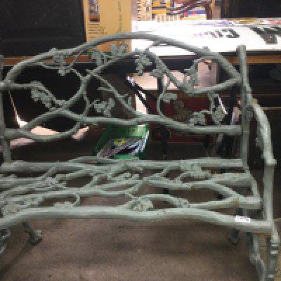 A Victorian cast iron coalbrookdale style garden bench with oak leaf design. 90 x 95 cm .