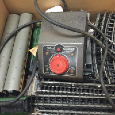 A train set including Tri-ang track pieces, P.5 power power unit . Postage category B