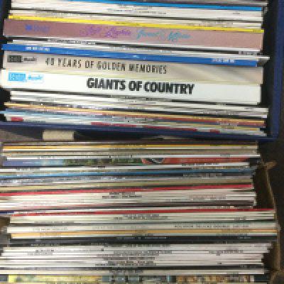 A record case and a bag of LPs by various artists including The Shadows, Abba and others. Shipping category D.