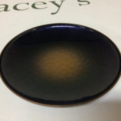 A Mid 20th Century design enamel dish blue and gold David Anderson Norway.