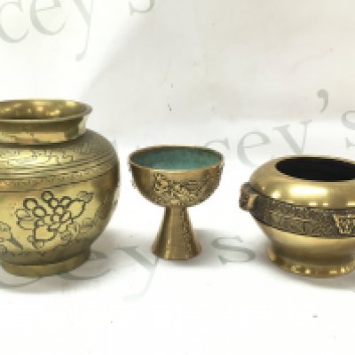 Three 19th century bronze censers . Postage category B