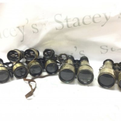 Six vintage brass binoculars , postage category C