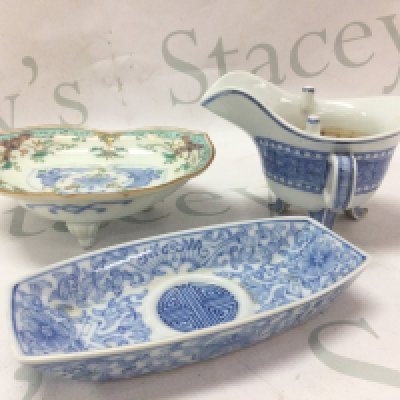 A collection of Chinese blue and white porcelain including Two small dishes and one other . This lot cannot be posted