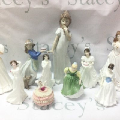 Royal Doulton, Lladro, Royal Worcester and NAO figures including Special Mum, Maria, HN 3381, Birthday girl HN 3423 etc. this lot cannot be posted