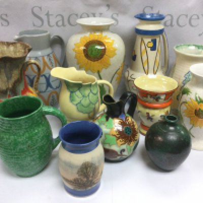 A collection of studio art pottery jugs and vases. Shipping category D.- NO RESERVE