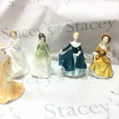 Royal Doulton, Francesca , Coalport porcelain figures including Ladies of Fashion June, Janine, Sandra. This lot cannot be posted