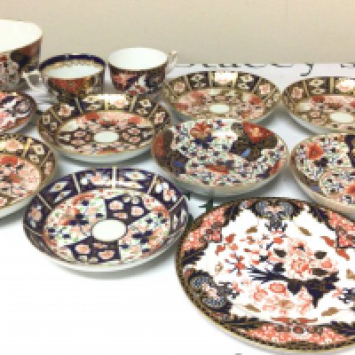 A collection of 19th century Royal Crown Derby Imari pattern porcelain a set of four dishes pairs of dishes a bowl and others no obvious damage except very minor gilt rubbing.
