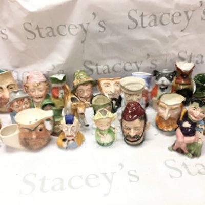 A collection of ceramic character jugs including Sarreguemines, Melba Ware, Sandyford etc. this lot cannot be posted