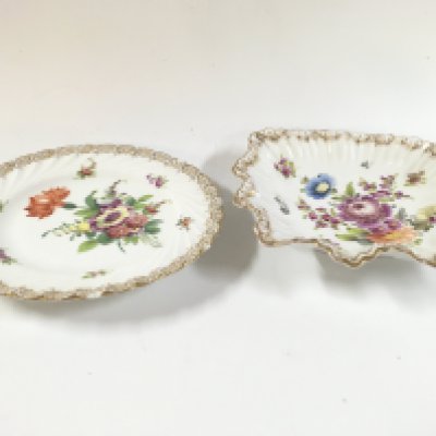 Two floral pattern Dresden dishes.