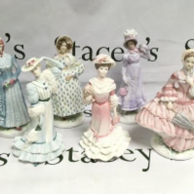 Six limited edition figures of ladies comprising Royal Worcester and Coalport examples. Shipping category D.