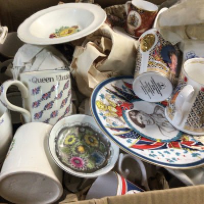 A Box containing a large quantity of commemorative ceramics including Royal Worcester and other conforming ceramics.