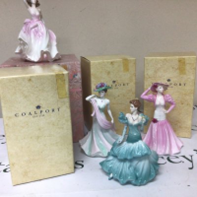 Four Coalport porcelain ladies of Fashion figures in boxes. No obvious damage. (4)