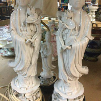 A pair of Guanyin side lamps and one other ,