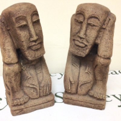 A Pair of cast composition modern design figure sculptures. Hight 31cm