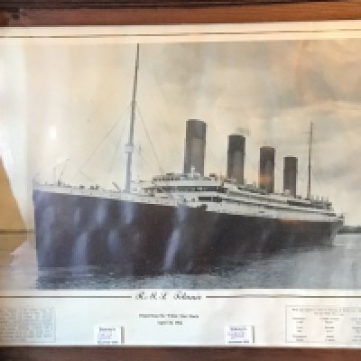 A collection of Victorian and later coloured prints and a retrospective picture of the Titanic.unframed Shipping photos