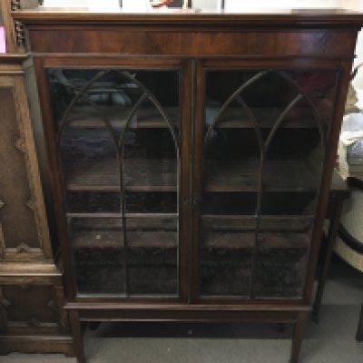 A mahogany display cabinet, dimensions 100cm wide 142cm tall 28cm deep- NO RESERVE