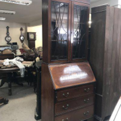 An Edwardian bureau bookcase , 208cm tall, 76cm wide- NO RESERVE