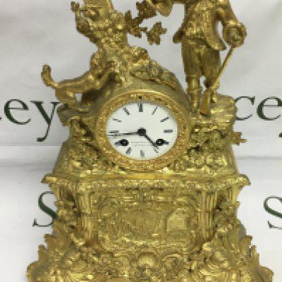 A French 8 day ormolu mantel clock by Blaquart of Boulogne, approx height 40cm. Shipping category D.