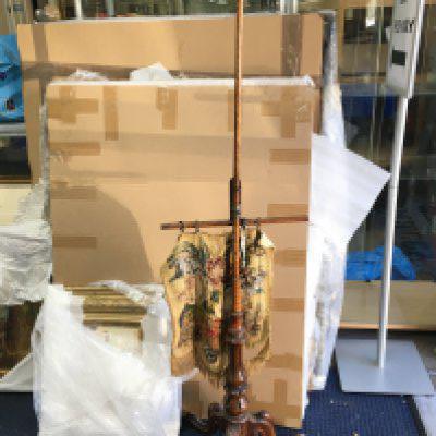 A mahogany fire screen. Shipping category D.